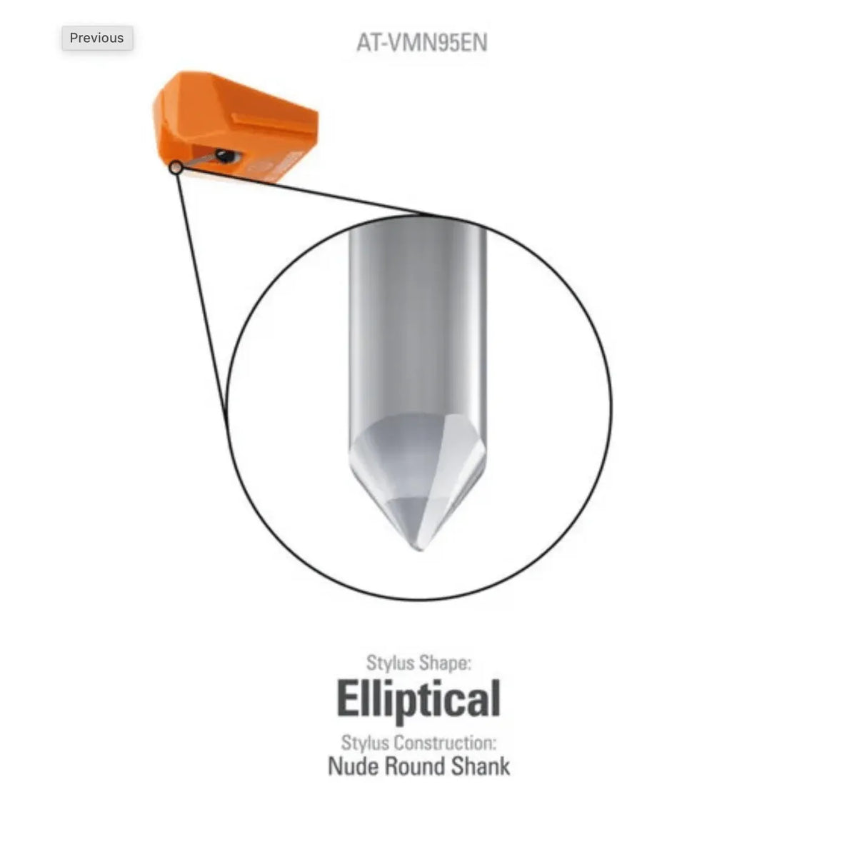 Audio Technica ATVMN95EN VM95 Series Elliptical Nude Stylus